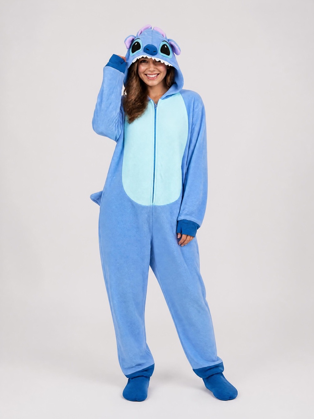Disney Stitch Blue Character Hooded Pajamas Onesie